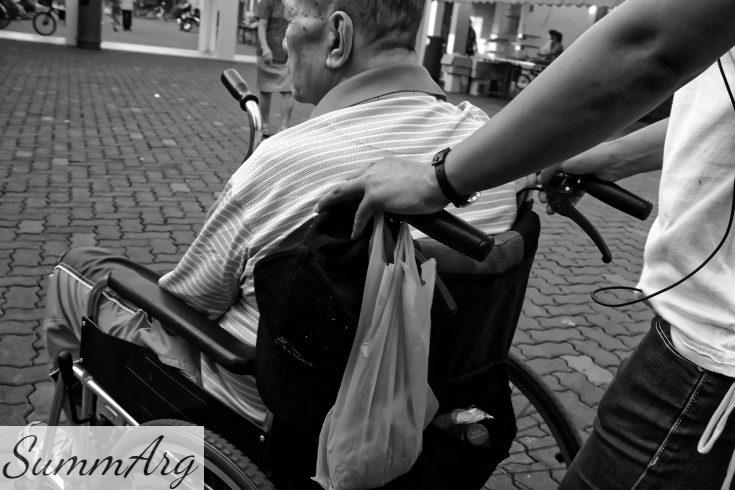 wheelchair, elderly, man