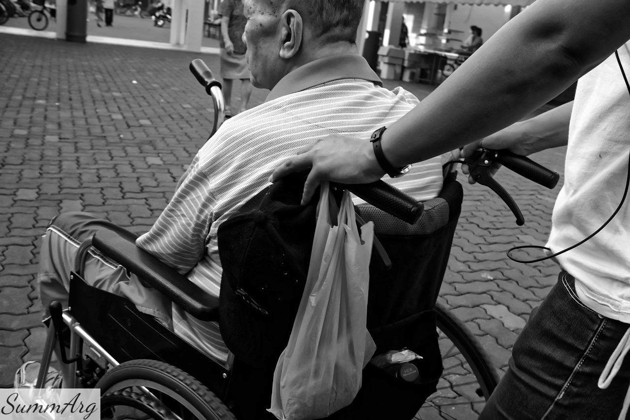 wheelchair, elderly, man