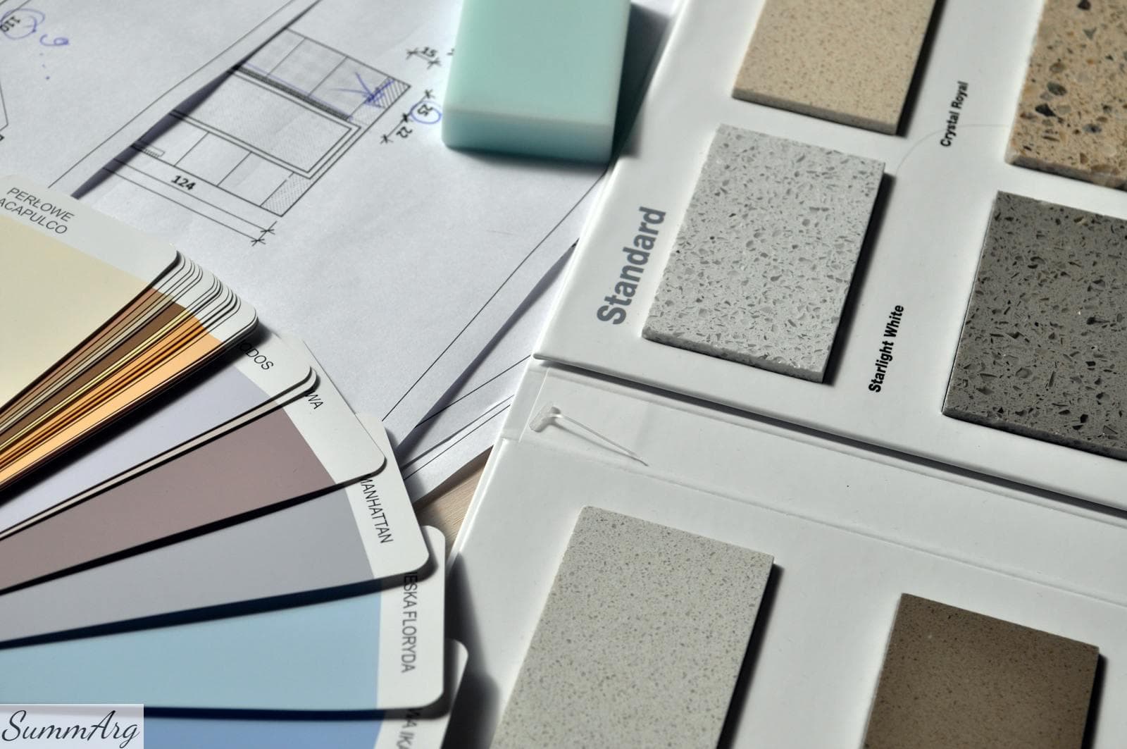 Gray Standard Color Book Near Green Eraser